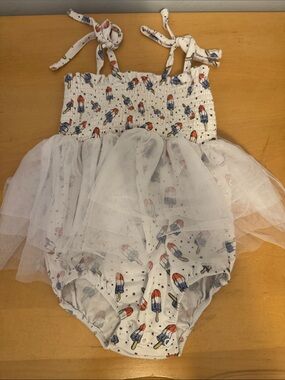 Angel Dear White Popsicle Print Tulle Romper